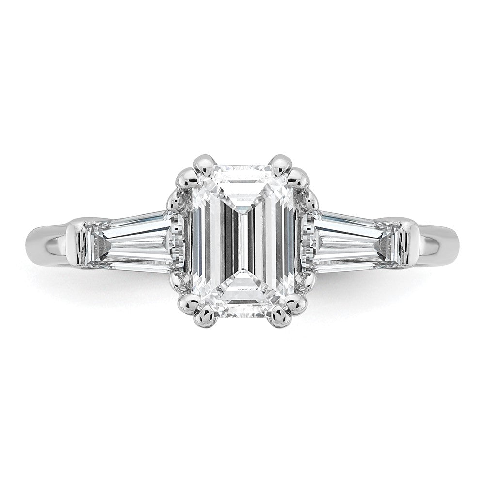 14K White Gold 1/2ct Lab Grown Dia VS+ F+ Emerald Center Semi-Mount Eng Ring