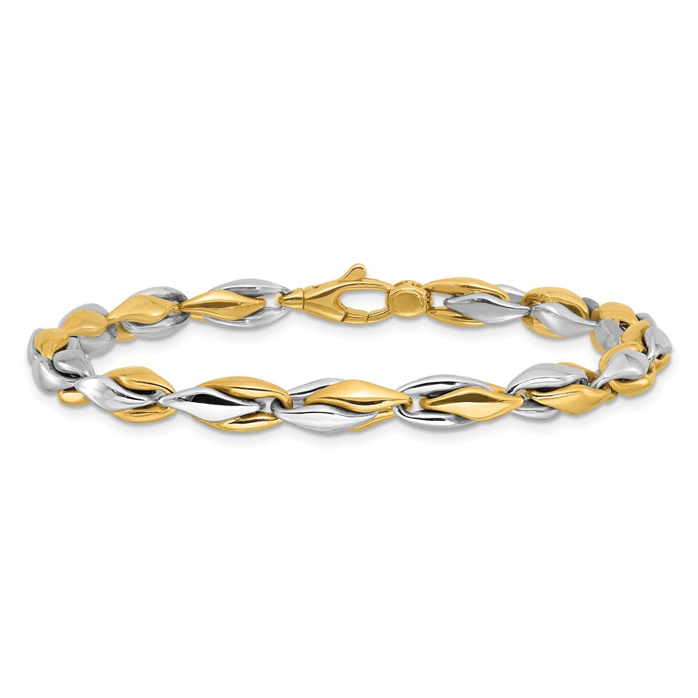 14K Two-Tone Gold Two-tone Polished 5.6mm Fancy Link Chain Bracelet