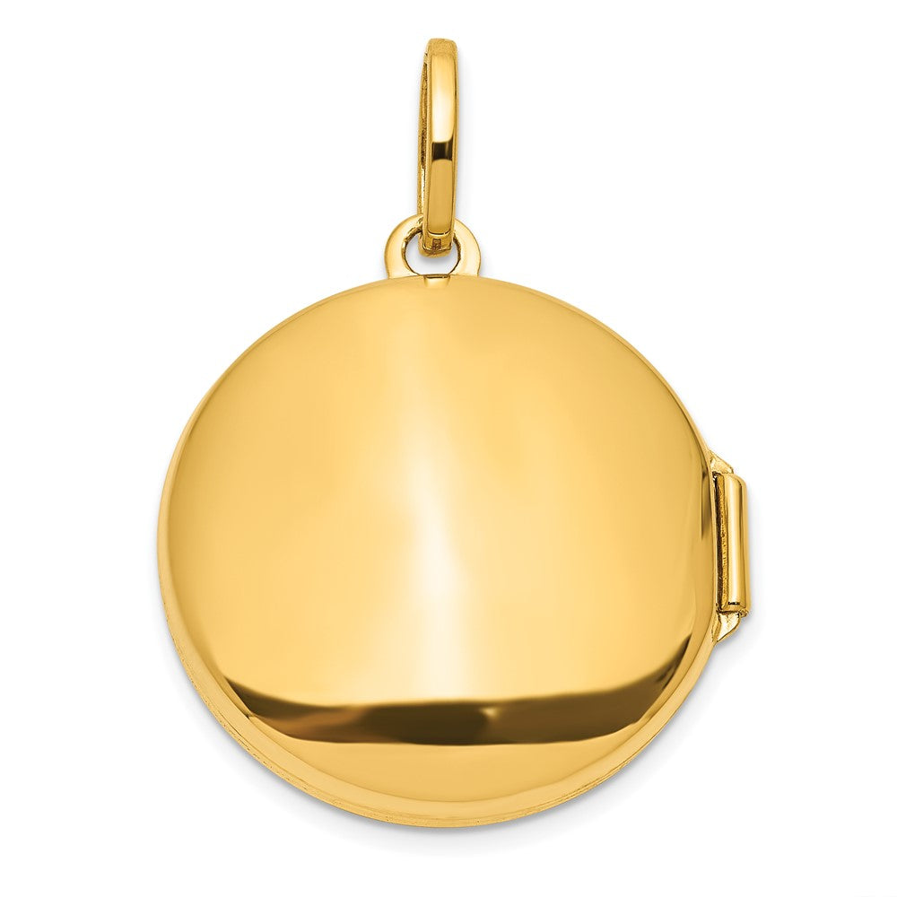14K Yellow Gold with Rhodium Diamond Star and Moon 20mm Round Locket