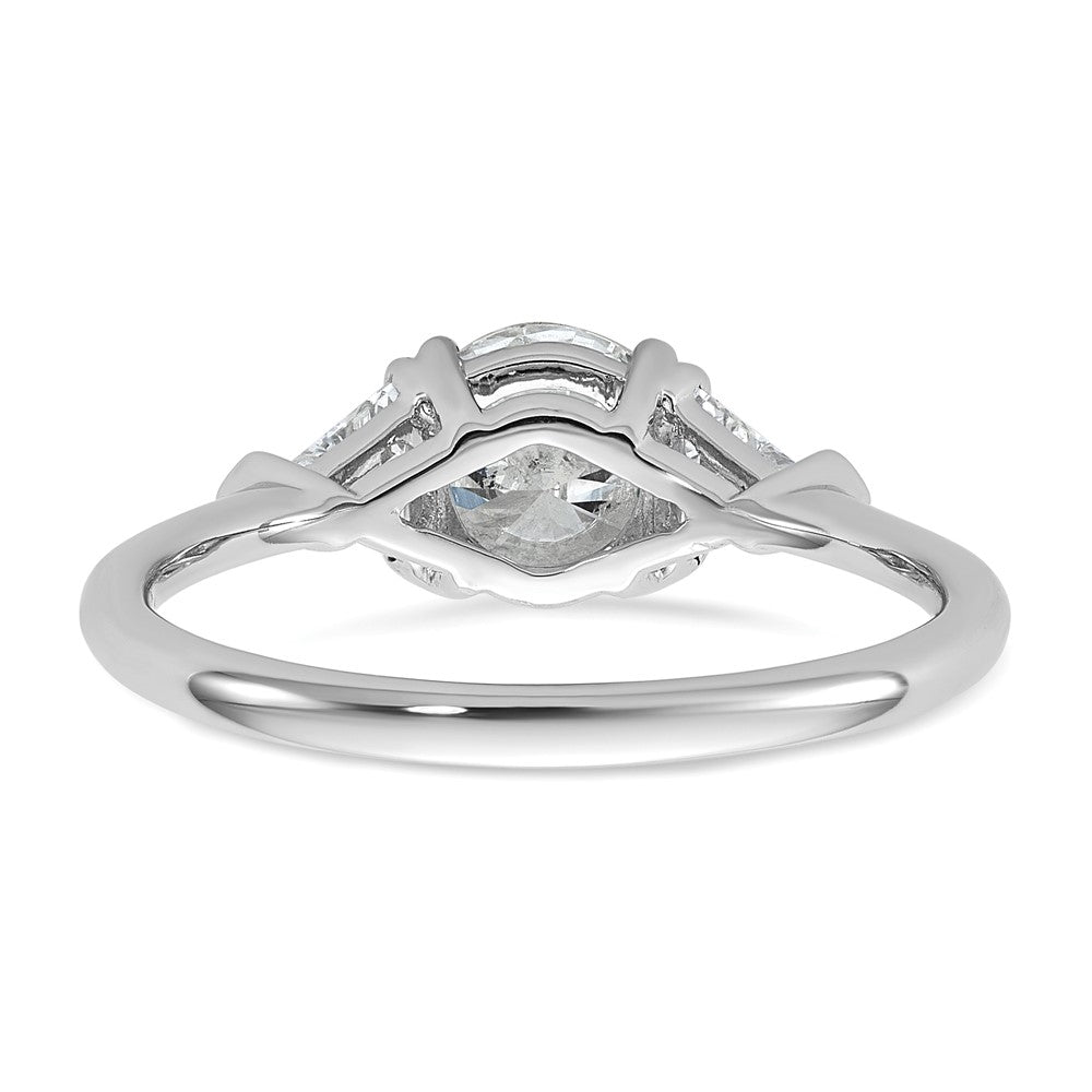 14K White Gold 1 1/2 carat Certified Lab Grown Diamond VS/SI+ G+ Round and Triangle Complete Three Stone Engagement Ring