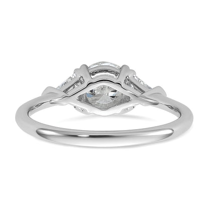 14K White Gold 1 1/2 carat Certified Lab Grown Diamond VS/SI+ G+ Round and Triangle Complete Three Stone Engagement Ring