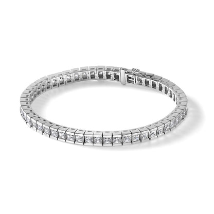 14K White Gold Polished Complete 2.6 carat Diamond Fancy Curb Link 7 Inch Bracelet