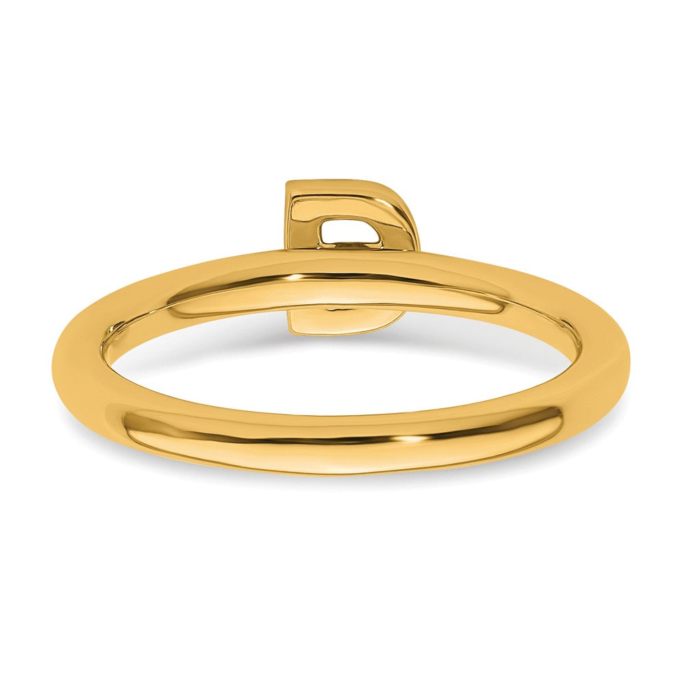 14K Yellow Gold Stackable Diamond Initial D Size 7 Ring