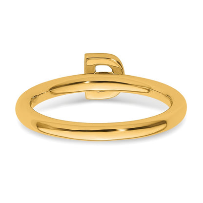 14K Yellow Gold Stackable Diamond Initial D Size 7 Ring