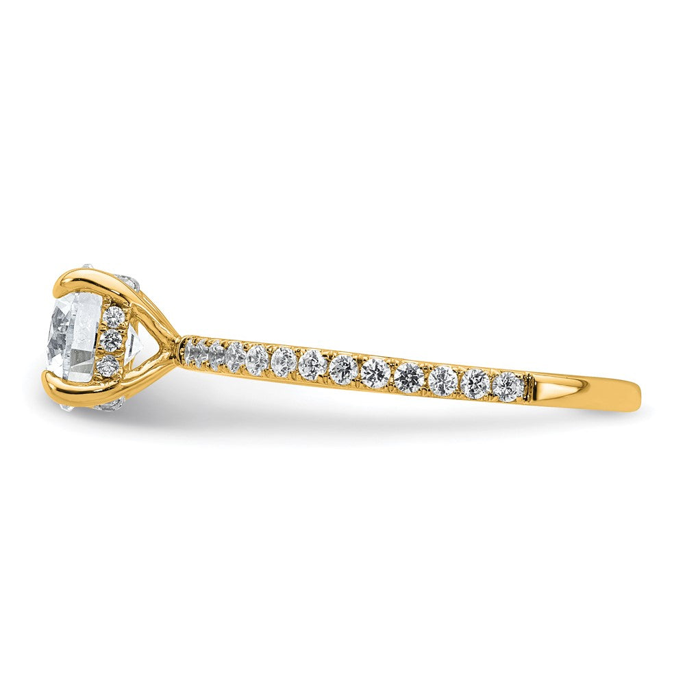 14K Yellow Gold 1 1/3 carat Certified Lab Grown Diamond VS+ F+ Round Complete Solitaire with Flair Engagement Ring
