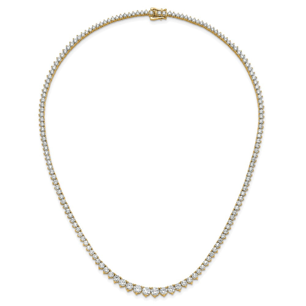 14K Yellow Gold 16 1/3 carat Lab Grown Diamond VS/SI+ G+ Complete Round 18 Inch Graduated Tennis Necklace