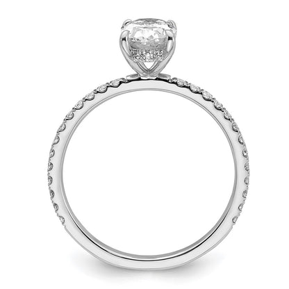 14K White Gold 1 1/3 carat Certified Lab Grown Diamond VS/SI+ G+ Oval Complete Solitaire with Flair Engagement Ring