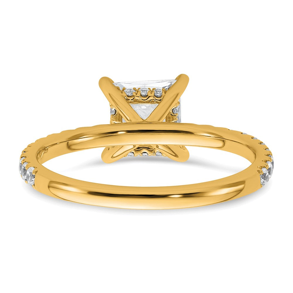 14K Yellow Gold 2 carat Certified Lab Grown Diamond VS/SI+ G+ Princess Complete Solitaire with Flair Engagement Ring