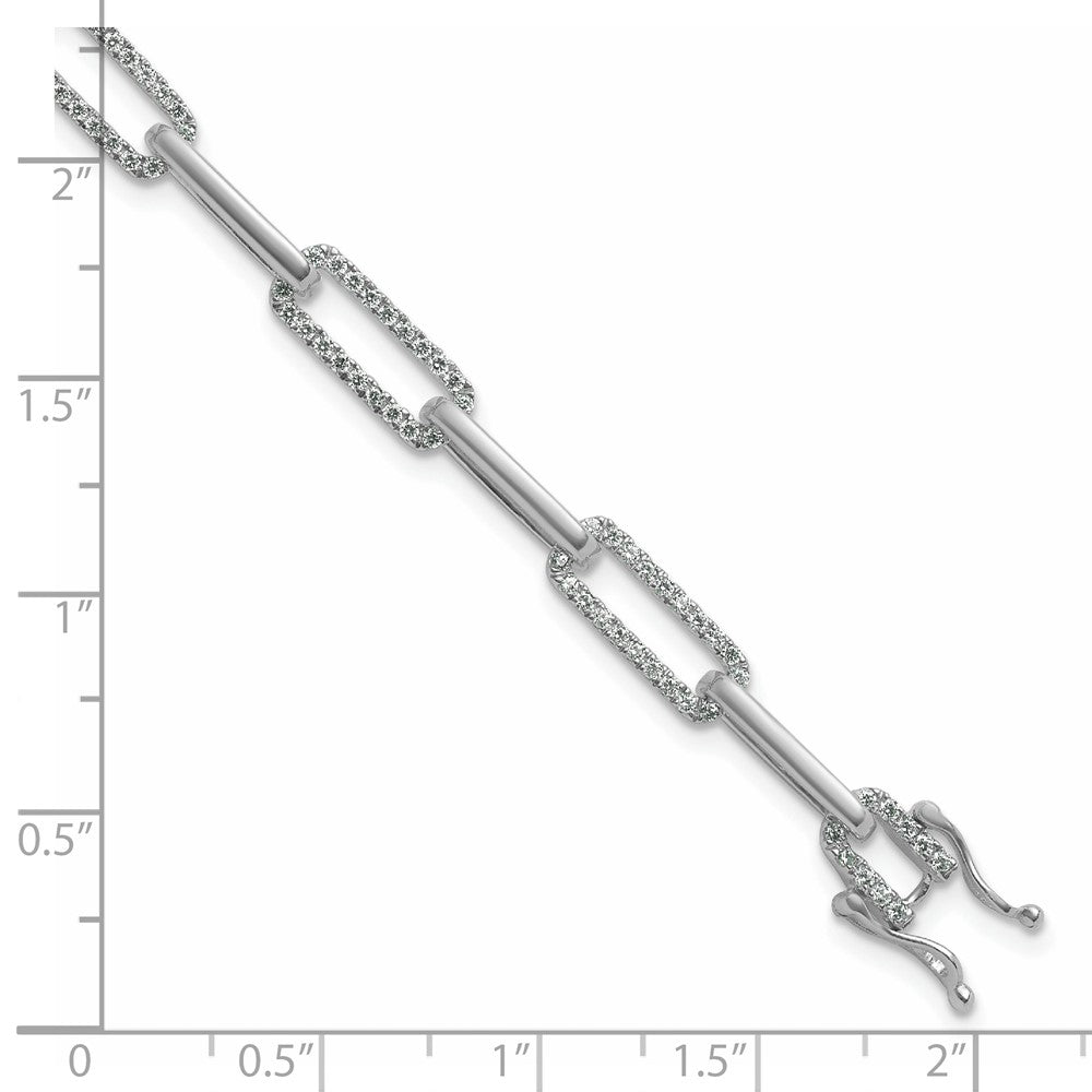 14K White Gold Polished Complete 1.4 carat Diamond Paperclip Link 7 Inch Bracelet