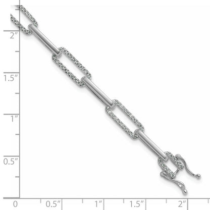 14K White Gold Polished Complete 1.4 carat Diamond Paperclip Link 7 Inch Bracelet