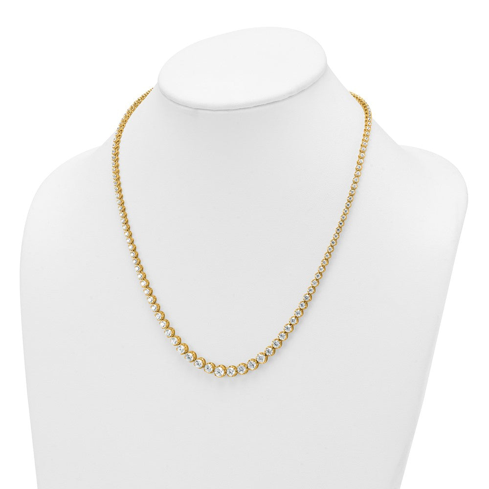 14K Yellow Gold 11 1/15 carat Lab Grown Diamond VS+ F+ Complete Round 20 Inch Graduated Tennis Necklace
