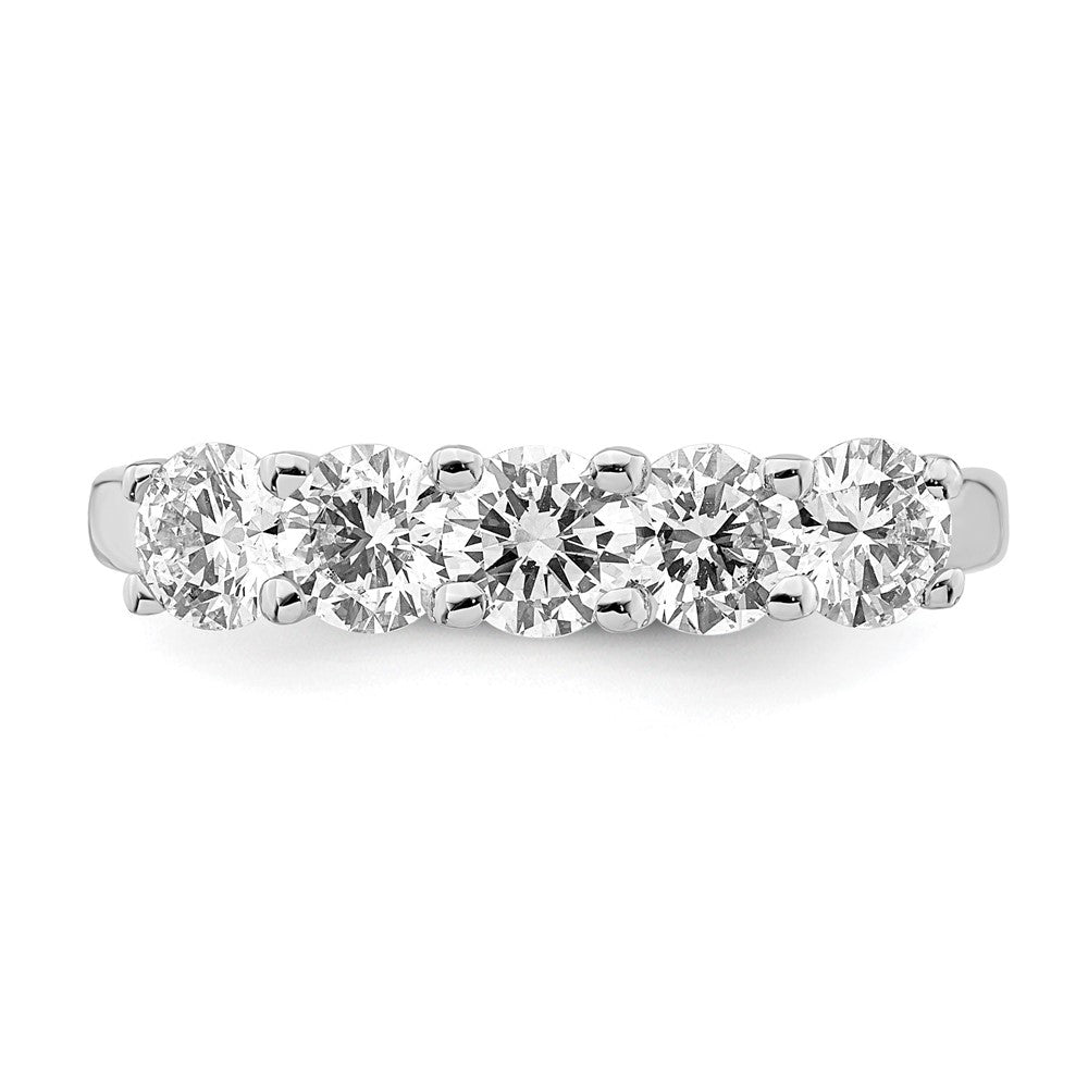 14K White Gold 5-Stone Shared Prong 1.5 carat Round Complete Diamond Wedding Band Ring