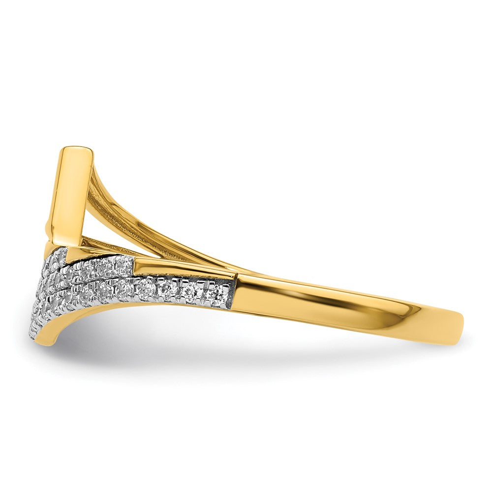 14K Yellow Gold Polished Diamond Geometric Fashion Ring