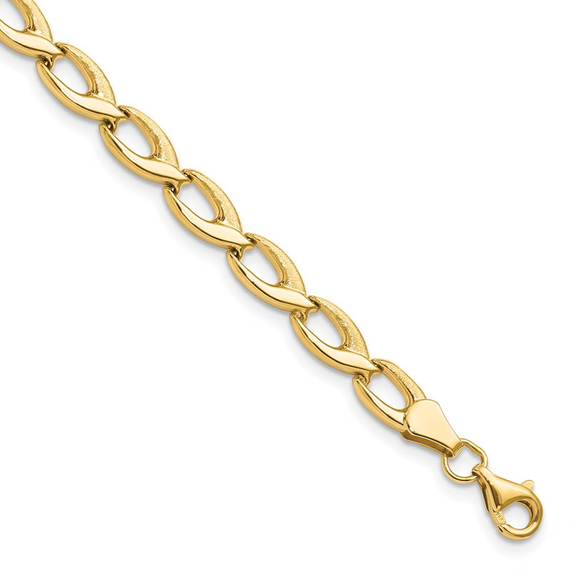 14K Yellow Gold Fancy Link 7.25 Inch Bracelet