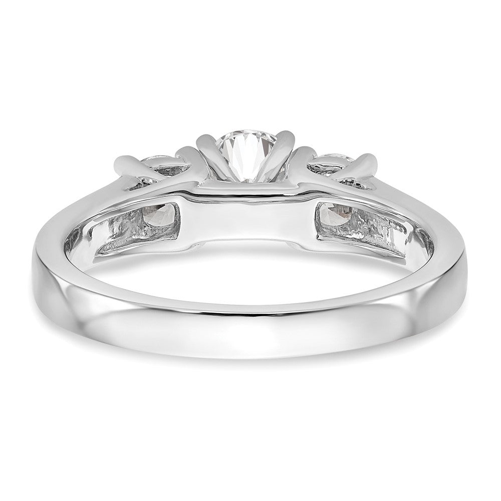 14K White Gold Round Simulated Diamond Halo Engagement Ring