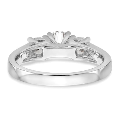14K White Gold Round Simulated Diamond Halo Engagement Ring