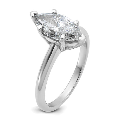 14K White Gold 2 carat Lab Grown Diamond VS+ F+ Marquise Solitaire Complete Engagement Ring