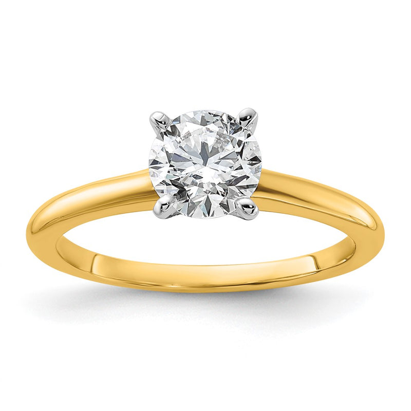 14K Two-Tone Gold 1 carat Certified Lab Grown Diamond VS+ F+ Round Complete Solitaire Engagement Ring