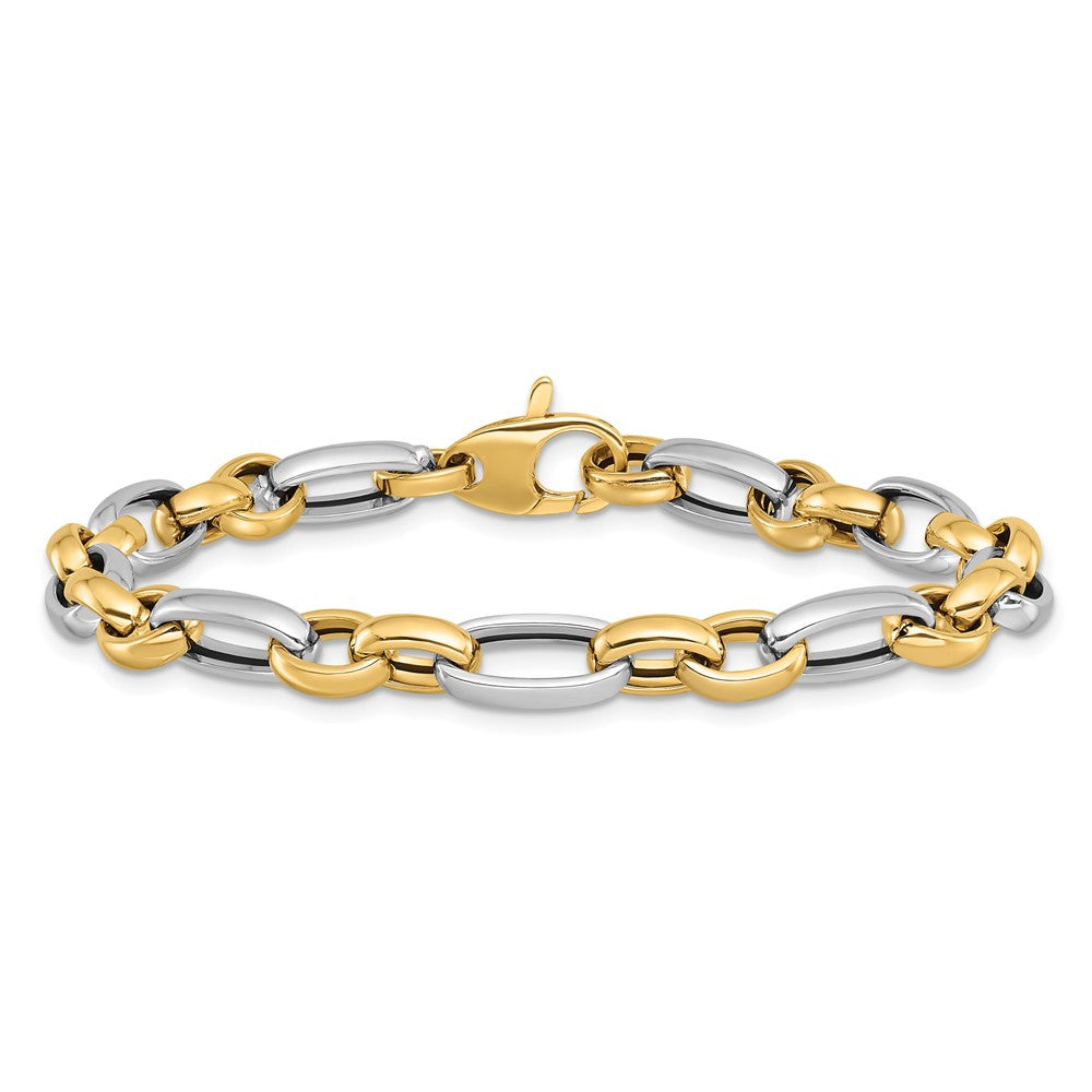 14K Two-Tone Gold Two-tone Polished Fancy Link 7.5 Inch Bracelet