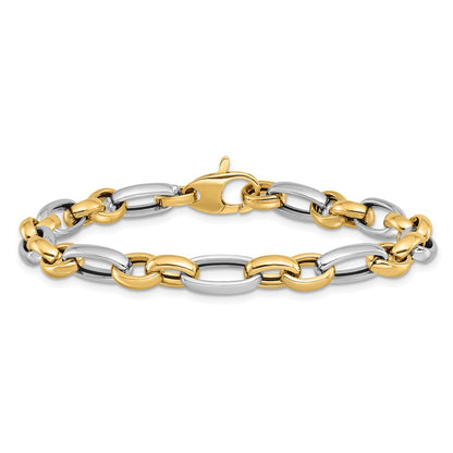14K Two-Tone Gold Two-tone Polished Fancy Link 7.5 Inch Bracelet