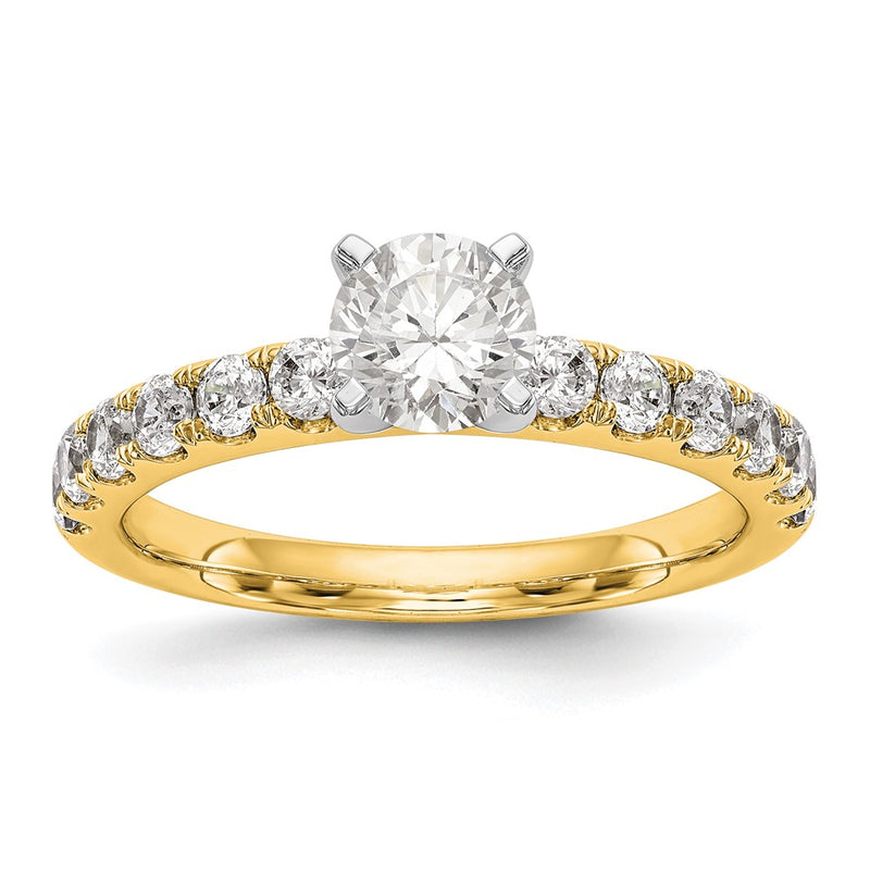 True Origin 14K Yellow Gold 5/8 carat Lab Grown Diamond VS+ F+ Semi-Mount Peg Set Engagement Ring