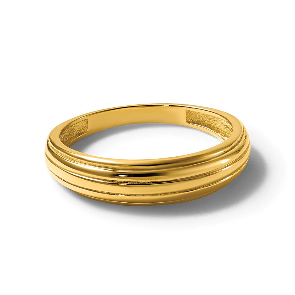 14K Yellow Gold Polished Grooved Graduated Size 7 Ring