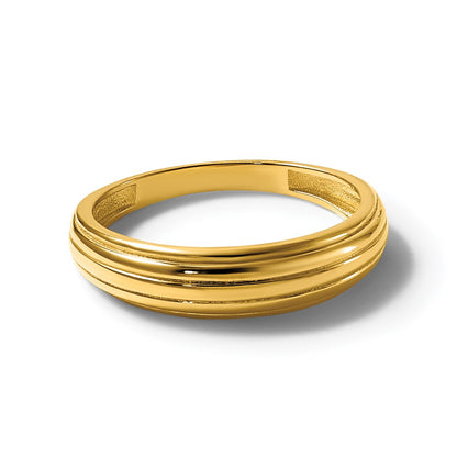 14K Yellow Gold Polished Grooved Graduated Size 7 Ring