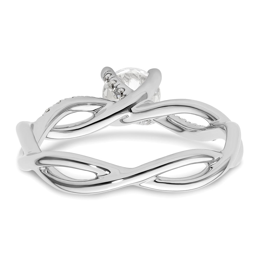 14K White Gold Criss-Cross (Holds 3/4 carat (5.8mm) Round Center) 1/5 carat Diamond Semi-mount Engagement Ring