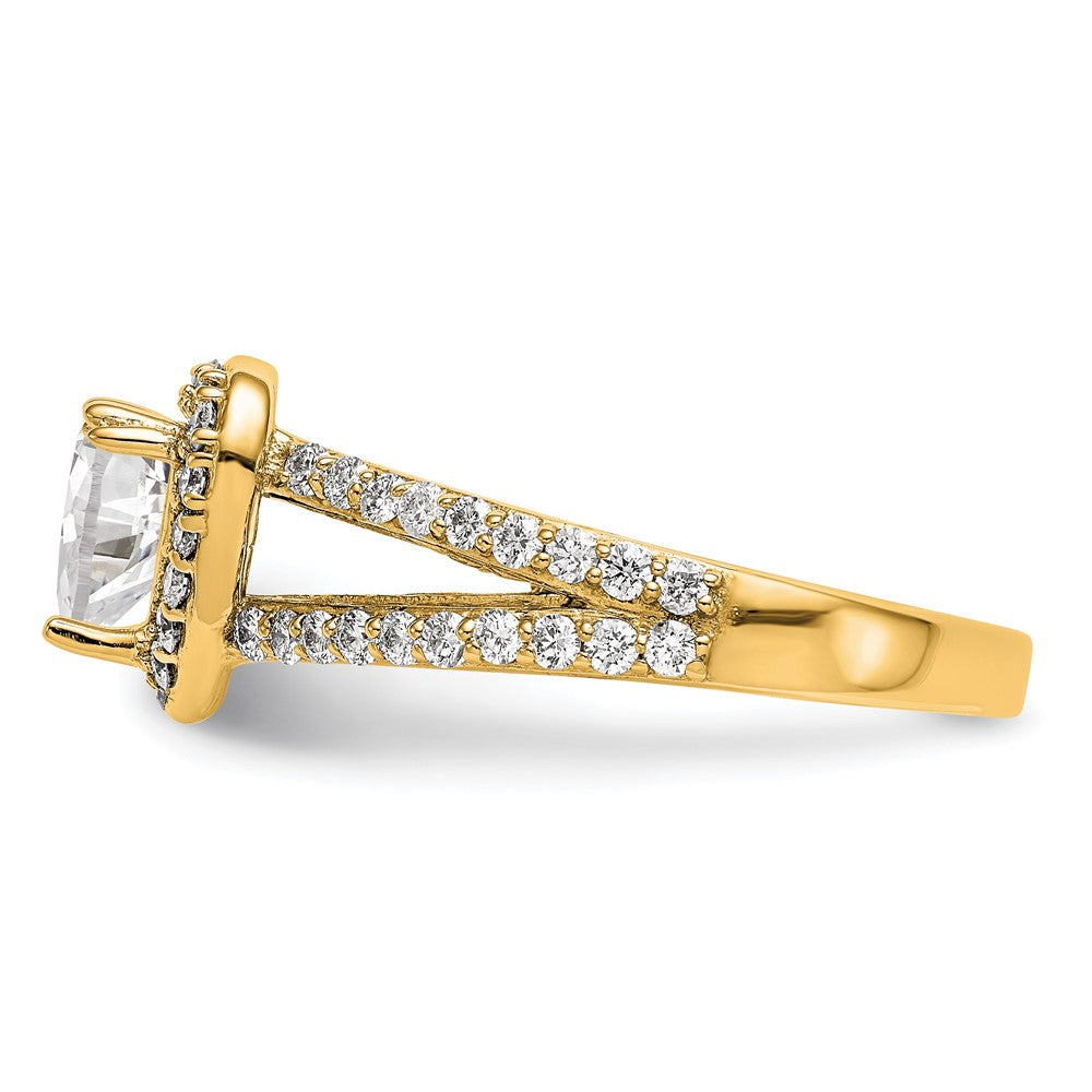 14K Yellow Gold Diamond Heart Semi-Mount Halo Engagement Ring