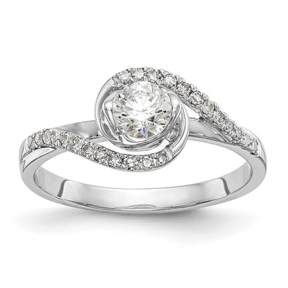 14K White Gold By-Pass (Holds 1/3 carat (4.5mm) Round Center) 1/6 carat Diamond Semi-mount Engagement Ring