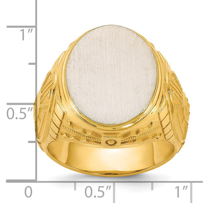 14K Two-Tone Gold Engravable Round Signet ring