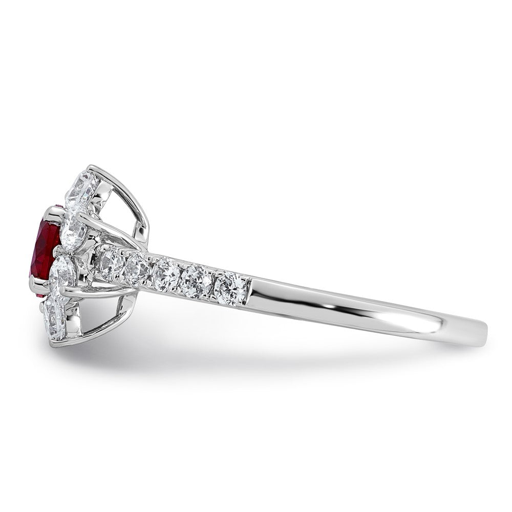 14K White gold VS/SI G+ Lab Grown Diamond and AAA quality Genuine Ruby Ring