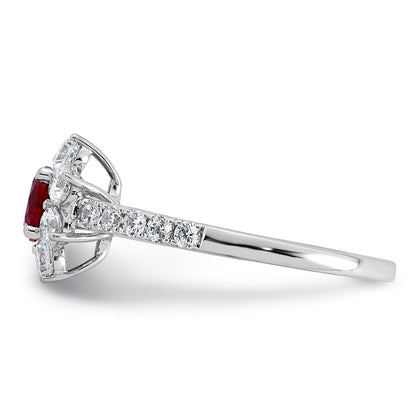 14K White gold VS/SI G+ Lab Grown Diamond and AAA quality Genuine Ruby Ring