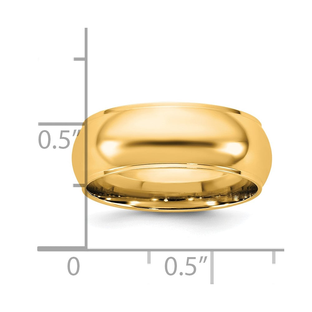 14K Yellow Gold 7mm Half Round with Edge Wedding Band Ring