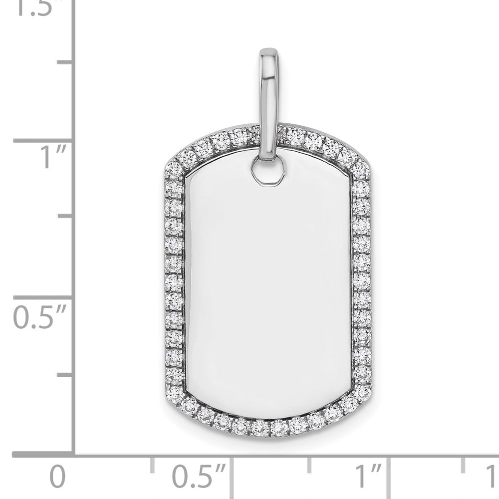 14K White Gold Personalized Diamond Dog Tag Charm