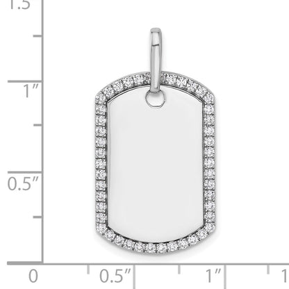 14K White Gold Personalized Diamond Dog Tag Charm