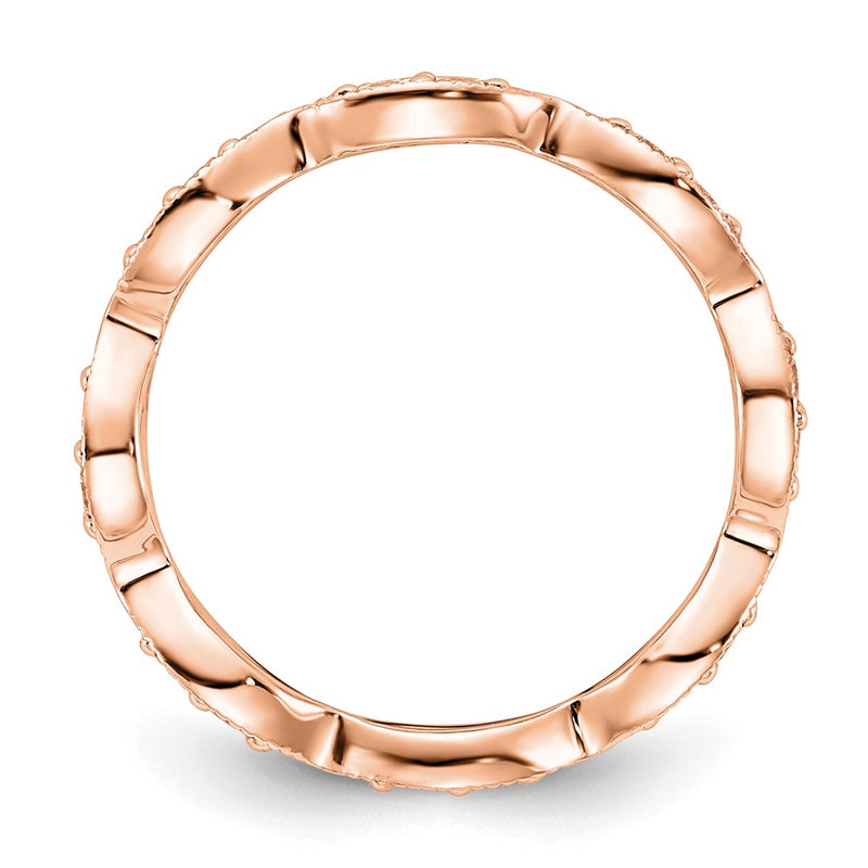 14K Rose Gold Polished Size 7 Vintage Pave 1/2 carat Diamond Complete Eternity Wedding Band Ring