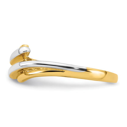 14K Yellow Gold with Rhodium Polished Size 7 Bypass Ring
