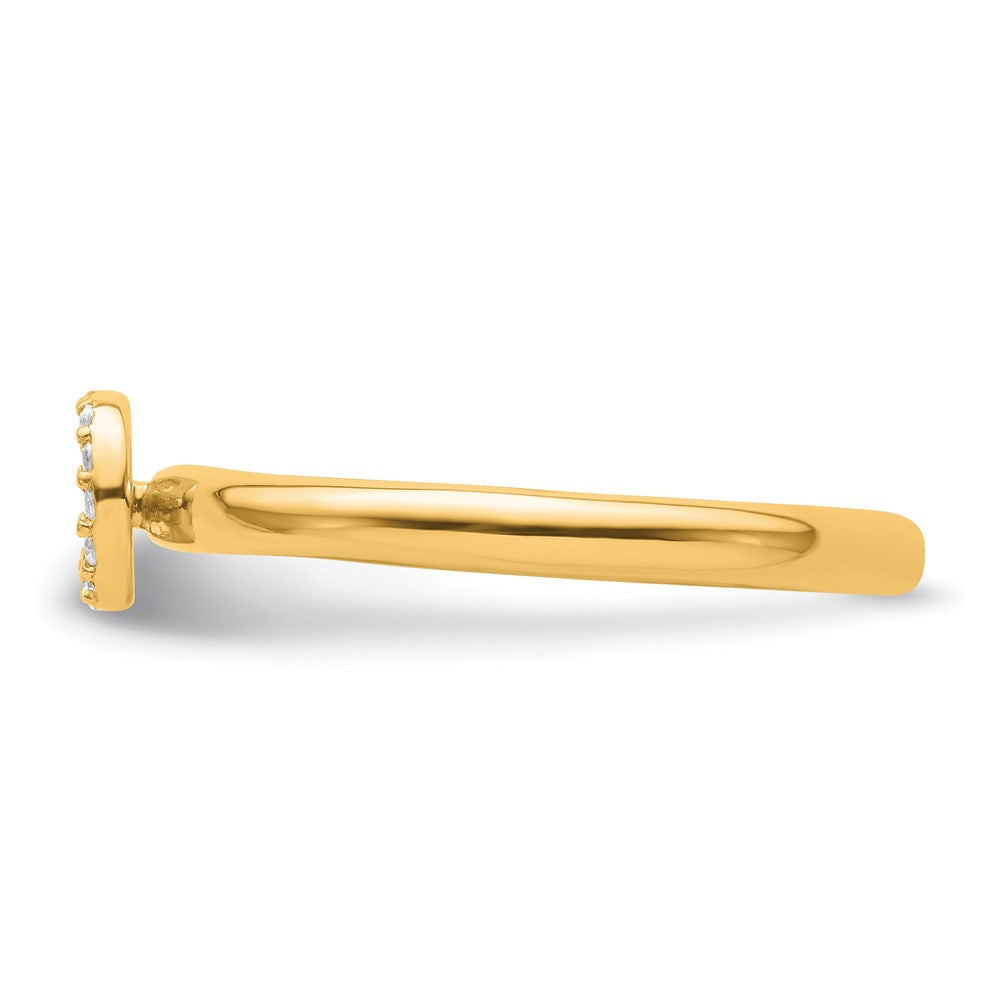 14K Yellow Gold Stackable Diamond Initial O Size 7 Ring