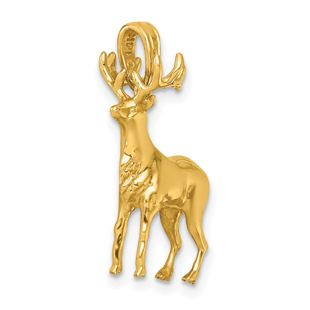 14K Yellow Gold Polished 3-D Reindeer Charm