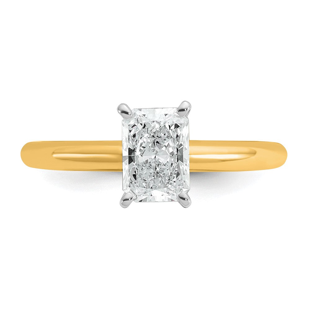 14K Two-Tone Gold Two-tone 1 carat Lab Grown Diamond VS+ F+ Radiant Solitaire Complete Engagement Ring