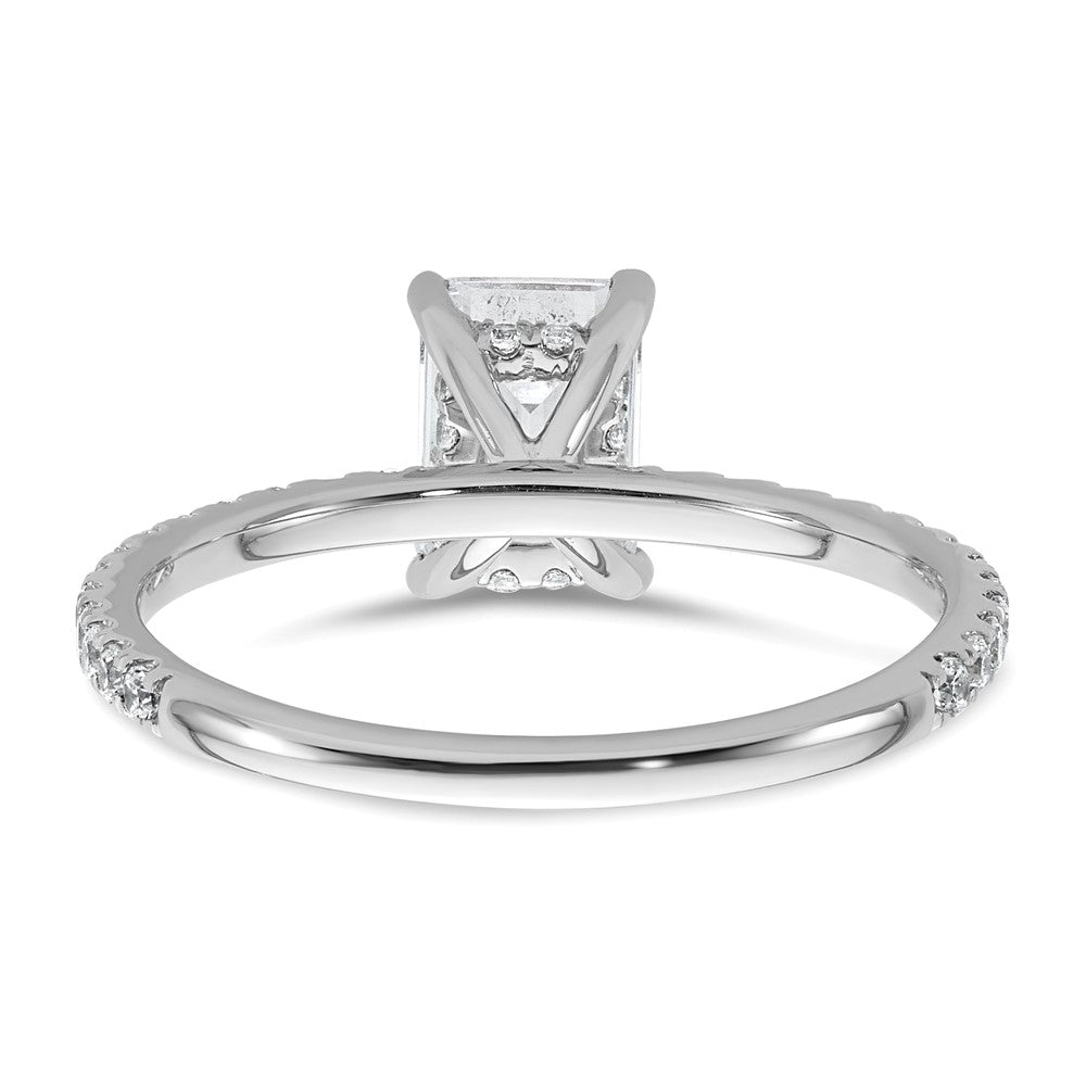 14K White Gold 1 3/8 carat Certified Lab Grown Diamond VS/SI+ G+ Emerald Complete Solitaire with Flair Engagement Ring