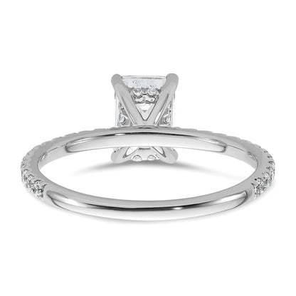 14K White Gold 1 3/8 carat Certified Lab Grown Diamond VS/SI+ G+ Emerald Complete Solitaire with Flair Engagement Ring