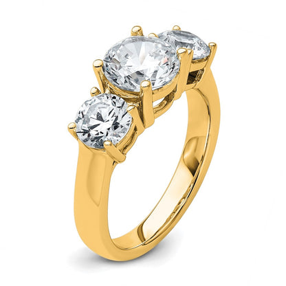 14K Yellow Gold 3 carat Lab Grown Diamond VS/SI+ G+ Three Stone Complete Engagement Ring
