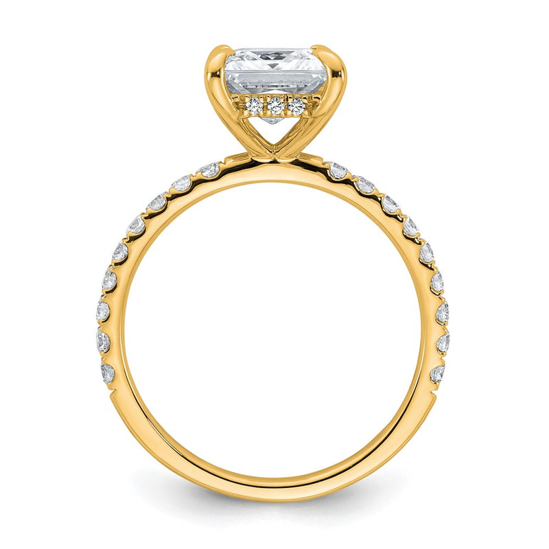 14K Yellow Gold 2 1/2 carat Certified Lab Grown Diamond VS+ F+ Princess Complete Solitaire with Flair Engagement Ring