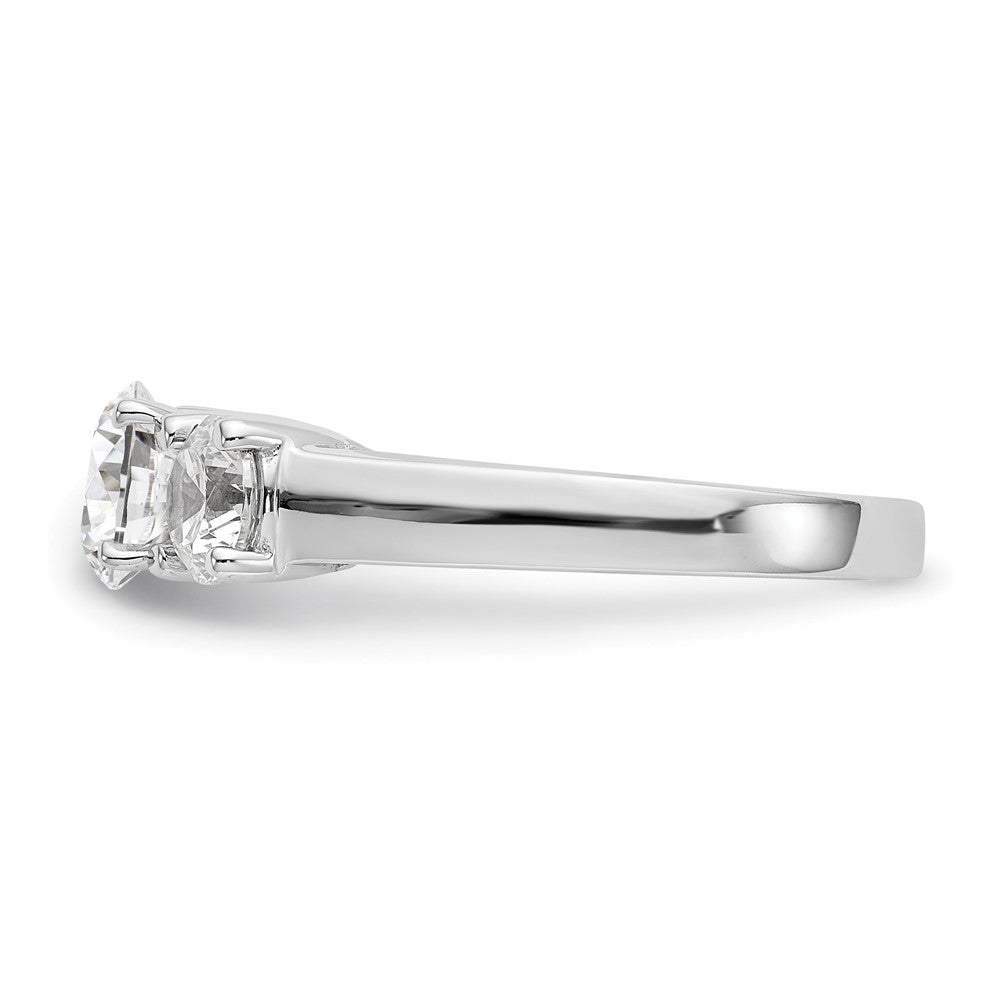 14K White Gold 3-Stone Peg Set Center Semi-mount Diamond Engagement Ring