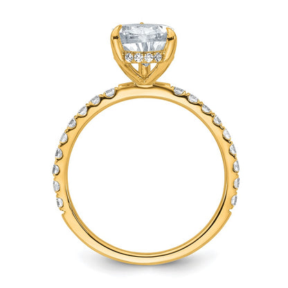 14K Yellow Gold 2 5/8 carat Certified Lab Grown Diamond VS/SI+ G+ Pear Complete Solitaire with Flair Engagement Ring