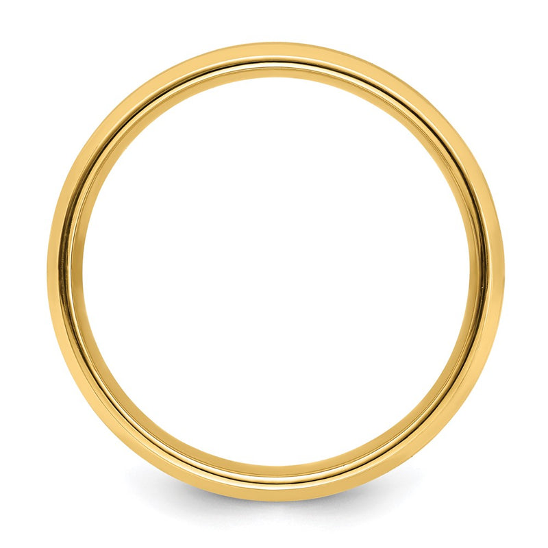 14K Yellow Gold 6mm Standard Weight Comfort Fit Brushed Satin with Polished Beveled Edge Wedding Band Ring
