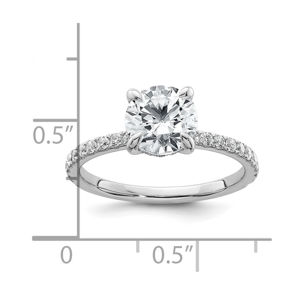 14K White Gold 2 carat Certified Lab Grown Diamond VS+ F+ Round Complete Solitaire with Flair Engagement Ring