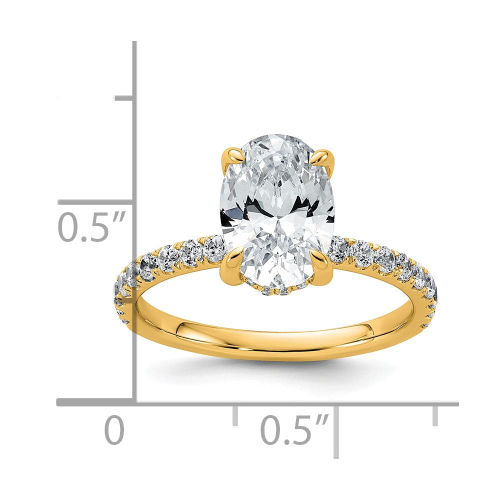 14K Yellow Gold 2 5/8 carat Certified Lab Grown Diamond VS/SI+ G+ Oval Complete Solitaire with Flair Engagement Ring